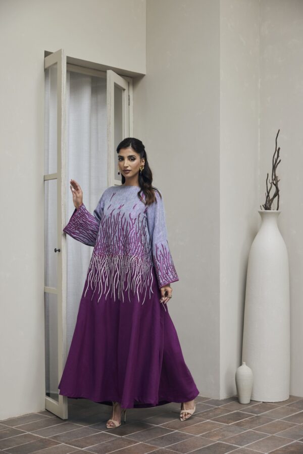 Duo colors Embroidered Kaftan - Medium Only