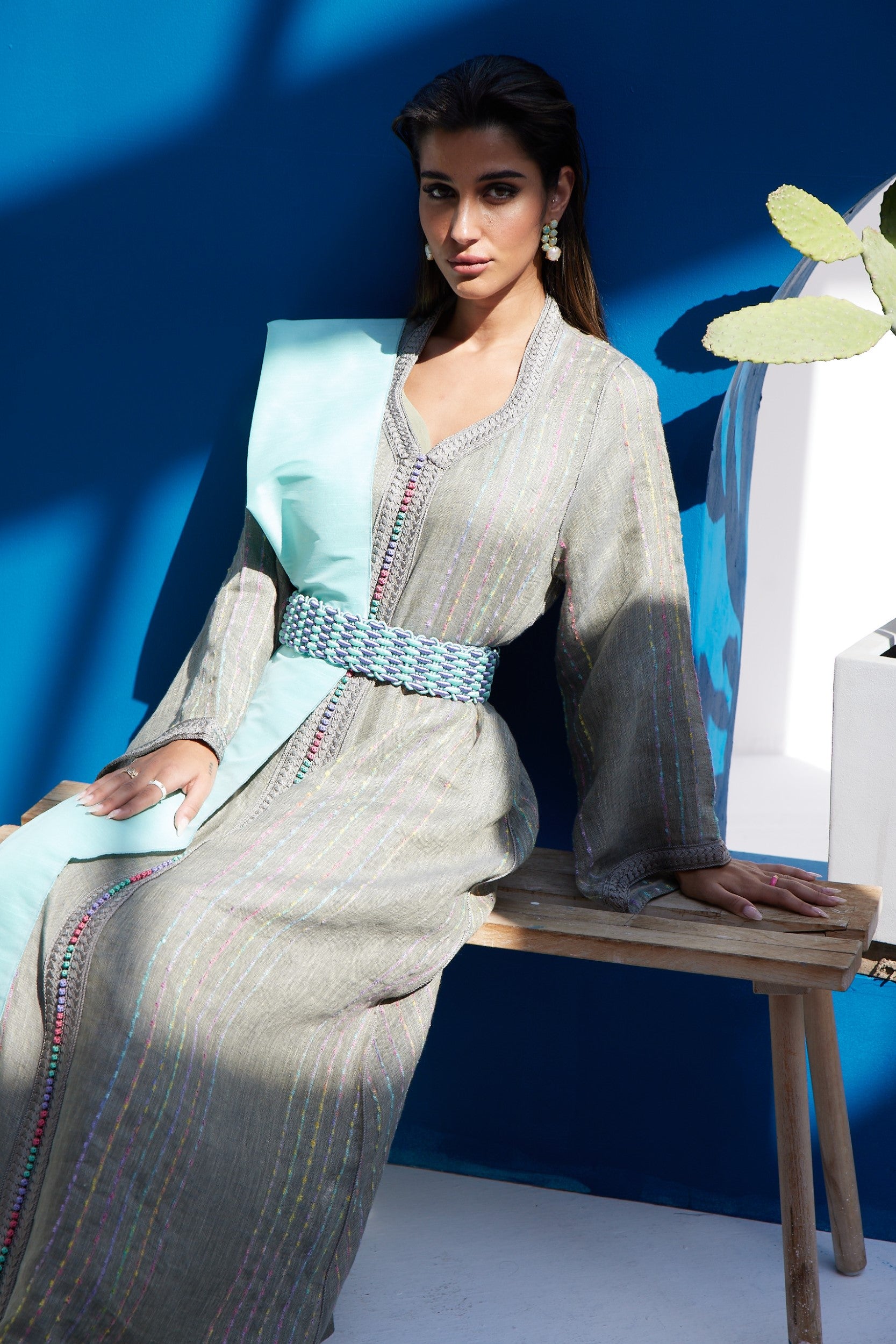 Grey Moroccan Kaftan - Size Medium Only
