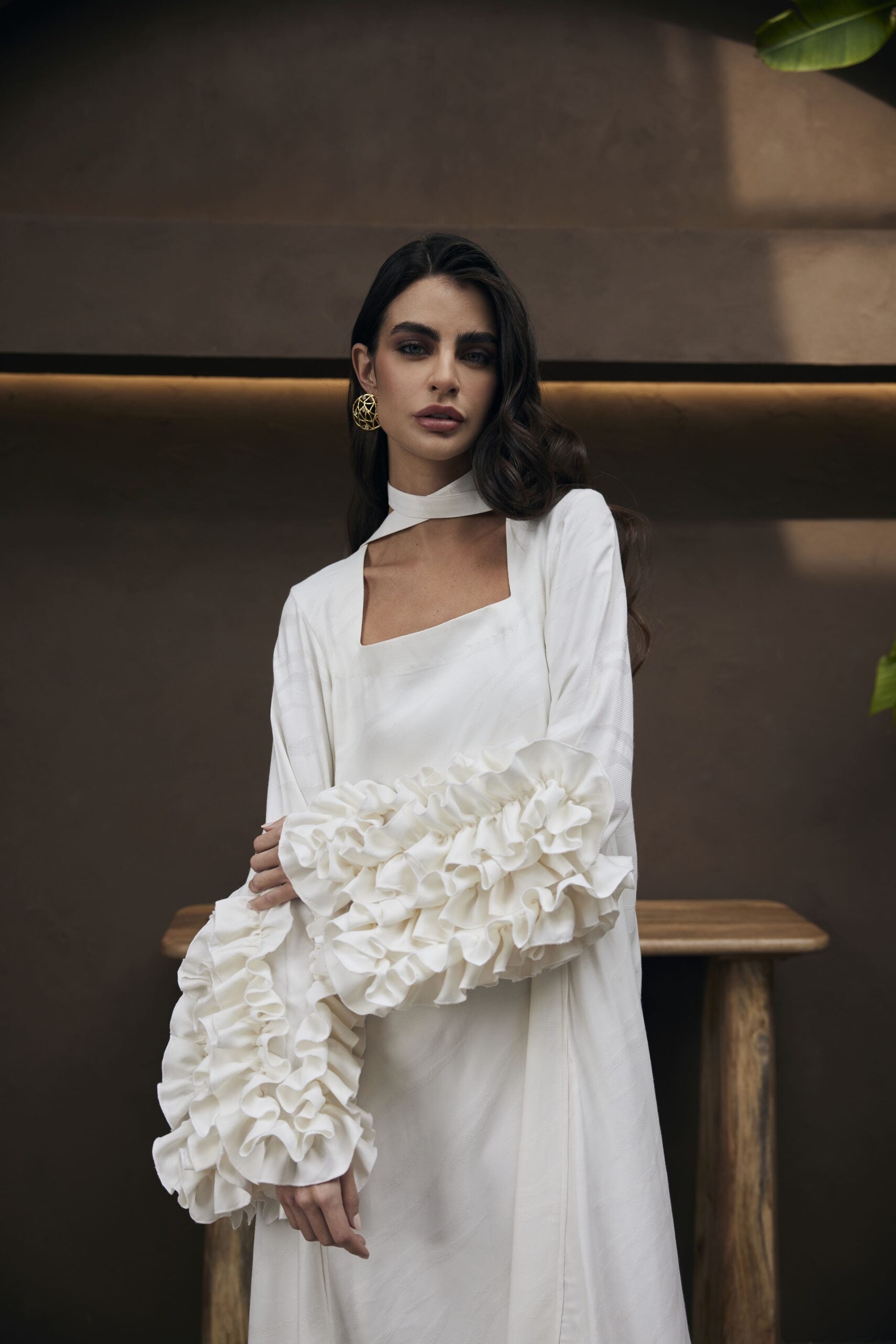 Ruffles sleeves kaftan