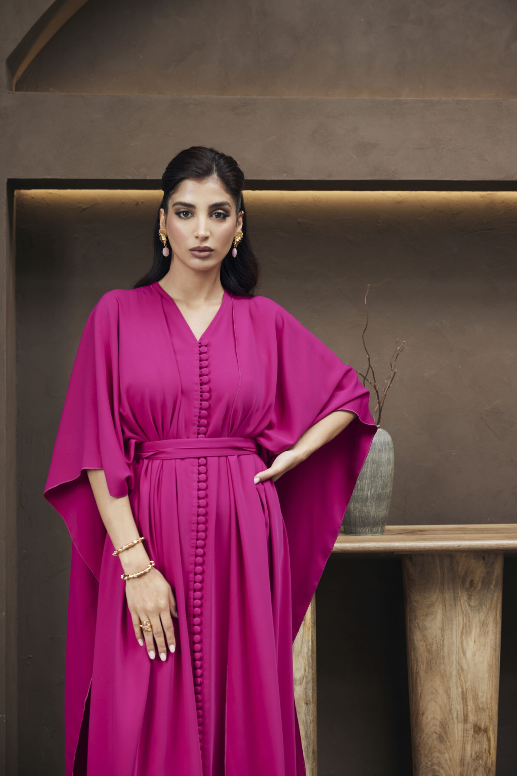 Two piece foschia buttoned dress and cape