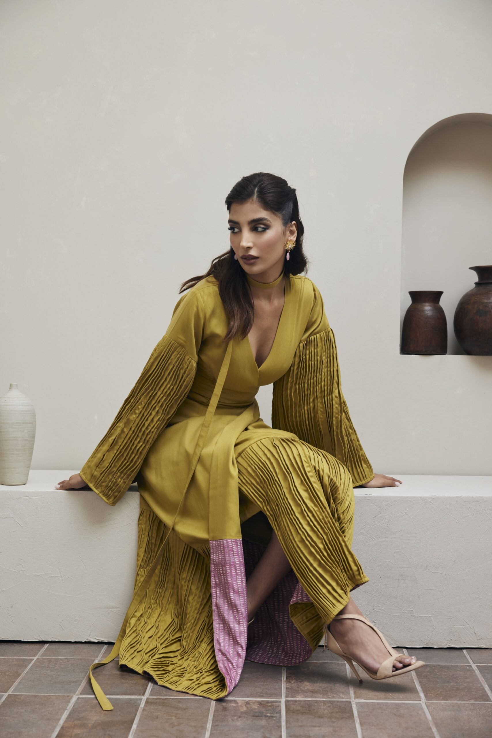 Yellow Wrap Kaftan - Medium Only