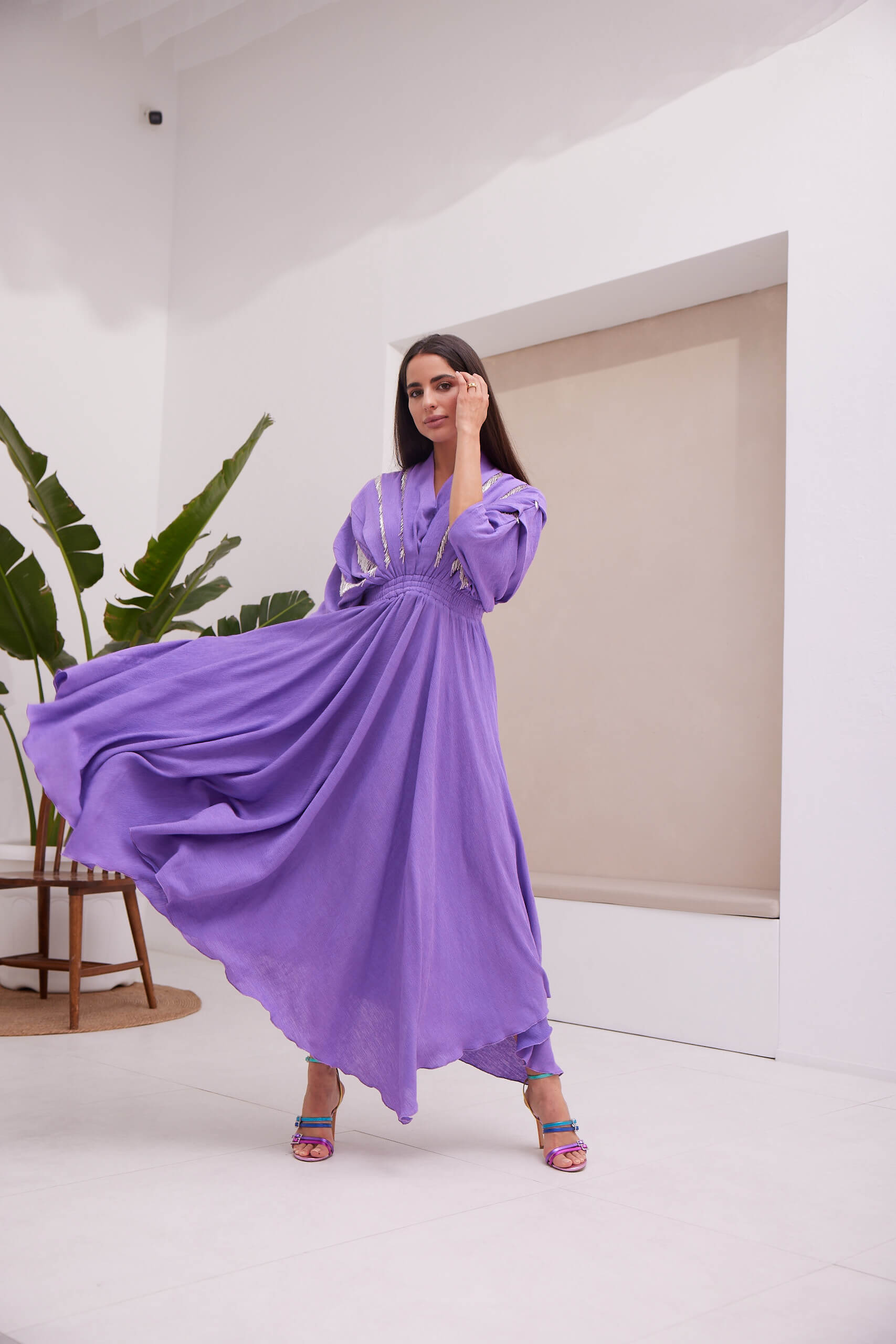 Purple puff Dress